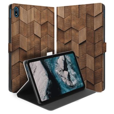 Uniek Nokia T20 Tablethoesje met Stand - Wooden Cubes Design | B2C Telecom