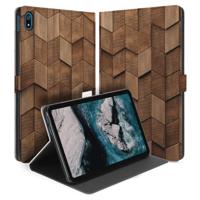 Uniek Nokia T20 Tablethoesje met Stand - Wooden Cubes Design | B2C Telecom
