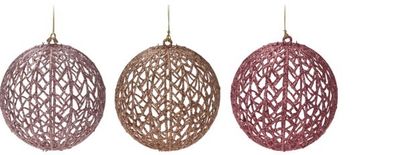 Xmas Ball With Glitter 9 cm 3As - Nampook