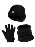 Heatkeeper Kinder Winter Set - Muts + Nerkwarmer + Handschoenen - Zwart-5-8 jaar