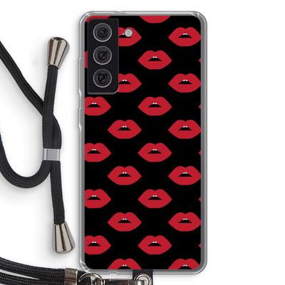 Lips: Samsung Galaxy S21 FE Transparant Hoesje met koord