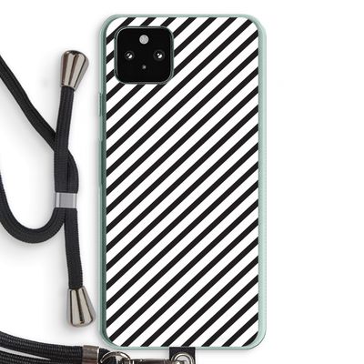 Strepen zwart-wit: Pixel 5a 5G Transparant Hoesje met koord