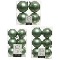 Kerstversiering kunststof kerstballen salie groen 6-8-10 cm pakket van 44x stuks - thumbnail