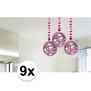 9x Roze sweet 16 rotorspiralen   -