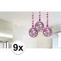 9x Roze sweet 16 rotorspiralen   -