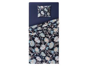 LIVARNO home 3-delig satijnen dekbedovertrekset (donkerblauw/bloem)