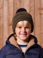Geruite jongens babyset muts + snood + wanten/handschoenen kaki