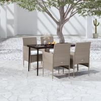 5-delige Tuinset met kussens beige en zwart
