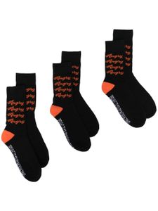 Natasha Zinko lot de trois paires de chaussettes imprimées Angry - Noir