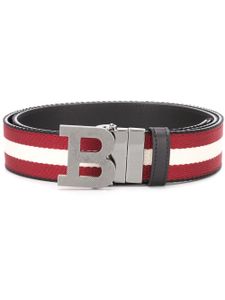 Bally ceinture rayée à boucle logo - Rouge