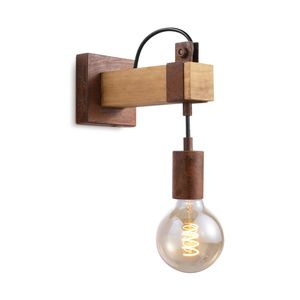 Light depot - wandlamp Denton 1L - hout / roest - Outlet