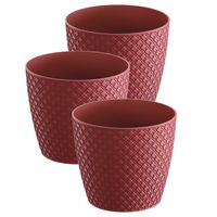 3x stuks orient stijl plantenpot/bloempot kunststof dia 22 cm en hoogte 19 cm rood - thumbnail