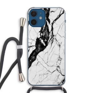 Witte marmer 2: iPhone 12 Transparant Hoesje met koord