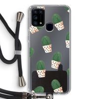 Cactusprint roze: Samsung Galaxy M31 Transparant Hoesje met koord