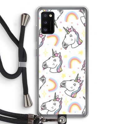 Rainbow Unicorn: Samsung Galaxy A41 Transparant Hoesje met koord