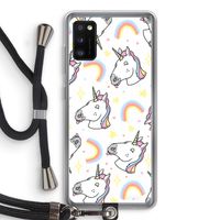 Rainbow Unicorn: Samsung Galaxy A41 Transparant Hoesje met koord