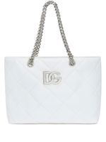 Dolce & Gabbana sac cabas matelassé à plaque logo - Blanc - thumbnail