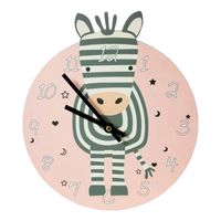 Houten klok met zebra 26 cm voor kinderen   - - thumbnail