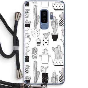 Cactusmotief: Samsung Galaxy S9 Plus Transparant Hoesje met koord