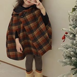 Kinderen Voor meisjes Cape Ruitjes Actief School jas bovenkleding 3-10 jaar Lente Bruin Lightinthebox