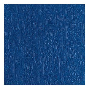 15x Luxe servetten barok patroon blauw 3-laags