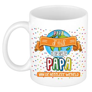 Naam mok papa Arthur - wit - de beste - keramiek - 300 ml - Vaderdag/verjaardag