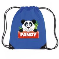Pandy de Panda trekkoord rugzak / gymtas blauw voor kinderen - thumbnail