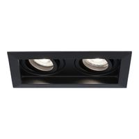 HOFTRONIC™ Durham Inbouwspot Dubbel Zwart - GU10 5 Watt 400 lumen - 6000K Daglicht wit - Kantelbaar - IP20 - Rechthoek