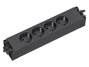 336.604  - Socket strip, multiple socket 4-fold black-gray, 336.604