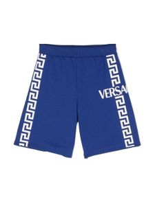 Versace Kids short imprimé à taille élastiquée - Bleu