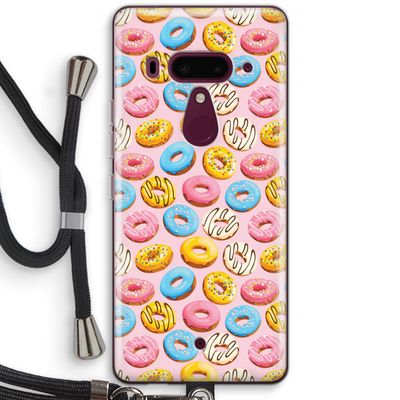 Pink donuts: HTC U12+ Transparant Hoesje met koord