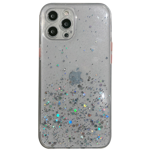 iPhone 12 Pro hoesje - Backcover - Camerabescherming - Glitter - TPU - Transparant