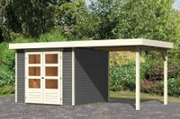 Woodfeeling | Tuinhuis Askola 3,5 met Overkapping 2,4 | Terragrijs