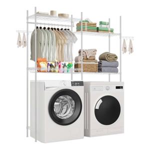 VEVOR Opbergrek boven wasmachine/droger, dubbele rij, 4 lagen, wit