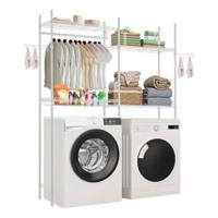 VEVOR Opbergrek boven wasmachine/droger, dubbele rij, 4 lagen, wit