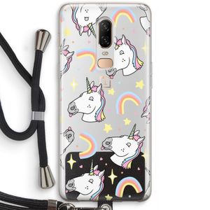 Rainbow Unicorn: OnePlus 6 Transparant Hoesje met koord
