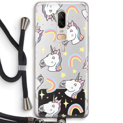 Rainbow Unicorn: OnePlus 6 Transparant Hoesje met koord
