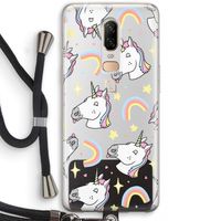 Rainbow Unicorn: OnePlus 6 Transparant Hoesje met koord Rainbow Unicorn: OnePlus 6 Transparant Hoesje met koord