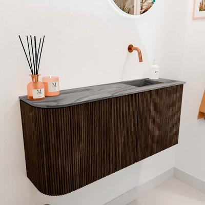 Toiletmeubel Mondiaz Joya Dlux | 91.6 cm | Meubelkleur Walnut | Faye wastafel Sombra Wasbak Rechts | Zonder kraangat(en)