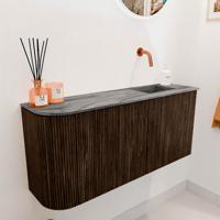 Toiletmeubel Mondiaz Joya Dlux | 91.6 cm | Meubelkleur Walnut | Faye wastafel Sombra Wasbak Rechts | Zonder kraangat(en)