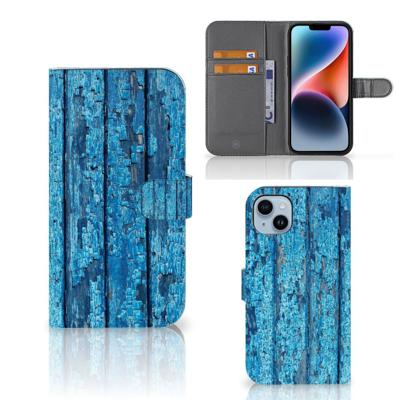 iPhone 15 Plus | Book Style Case | Wood Blue | Portemonnee hoesje iPhone 15 Plus | Book Style Case | Wood Blue | Portemonnee hoesje