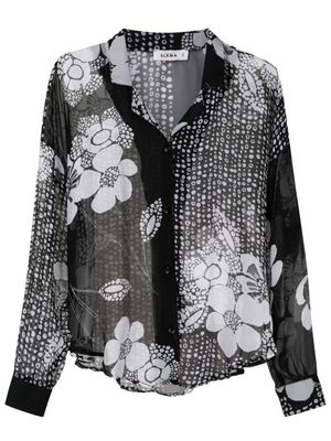Amir Slama chemise en soie à fleurs - Noir