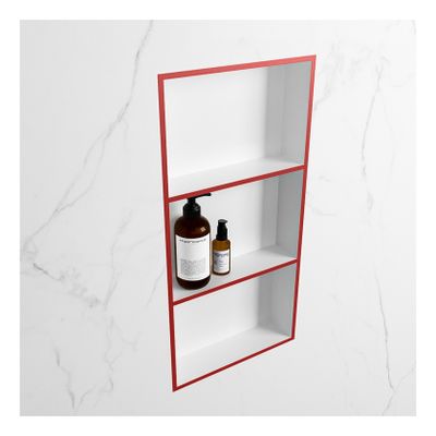 Wandnis Solid Surface Easy | In- en opbouw | 30x60x8 cm | 3 vakken | Fire/Talc