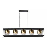 Freelight Hanglamp Dentro 5 lichts L 160 cm goud glas zwart - thumbnail