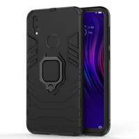 PC + TPU schokbestendige beschermhoes voor vivo V11i met magnetische ring houder (zwart)
