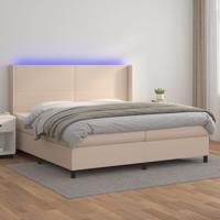 Boxspring met matras en LED kunstleer cappuccinokleur 200x200cm