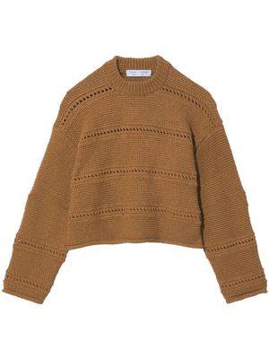 Proenza Schouler White Label pull en maille ajourée à col rond - Marron
