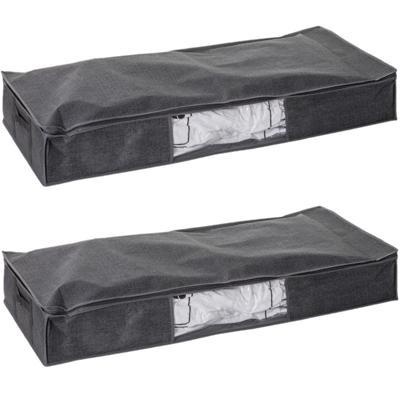 5Five Dekbed/kussens opberghoes - 2x - antraciet grijs - met vacuumzak - 100 x 45 x 15 cm