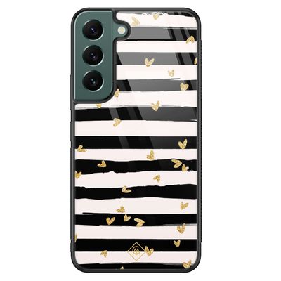 Samsung Galaxy S22 Plus glazen hardcase - Hart streepjes