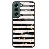 Samsung Galaxy S22 Plus glazen hardcase - Hart streepjes Samsung Galaxy S22 Plus glazen hardcase - Hart streepjes